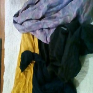 Gold, blue,purple and pink,and gray tights